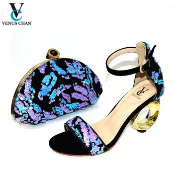 

African Summer High Heels Slipper Shoe and Bag for Wedding Dress Italian Lady Shoes with Matching Bags New Style Women Pumps