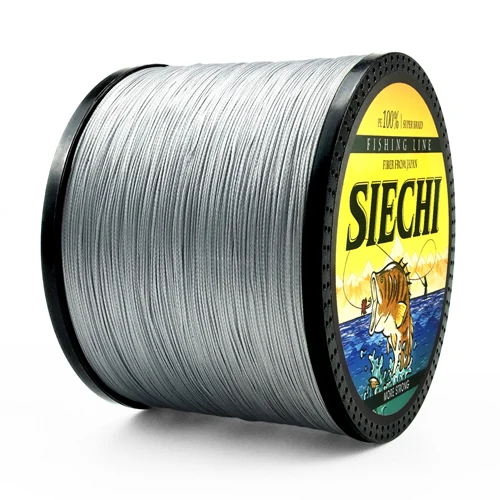 SIECHI плетеная леска 300 м 500 м 1000 м 4 нити 8 StrandsMultifilament рыболовная проволока для ловли карпа 20-88lb - Цвет: Gray