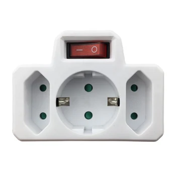 

16A European/German Standard Conversion Plug Socket With Switch Extension Socket One Round Two Flat Power Converter