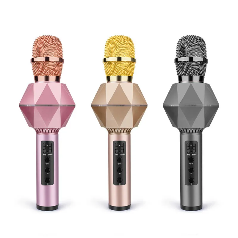 

Wireless Bluetooth home Ktv Speaker micorphone Portable Fashion Flash Led Light Hanheld Microphone For Mobile Phone Music Player