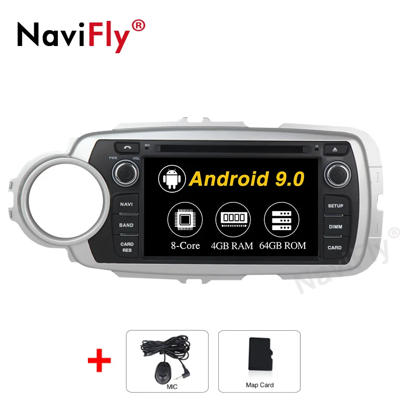 NaviFly 4 Гб+ 64 ГБ Android 9,0 автомобильный Радио gps для Toyota Yaris 2012- Авто 2 Din Android DVD навигатор мультимедийный плеер - Цвет: 4GB-64GB-8 CORE