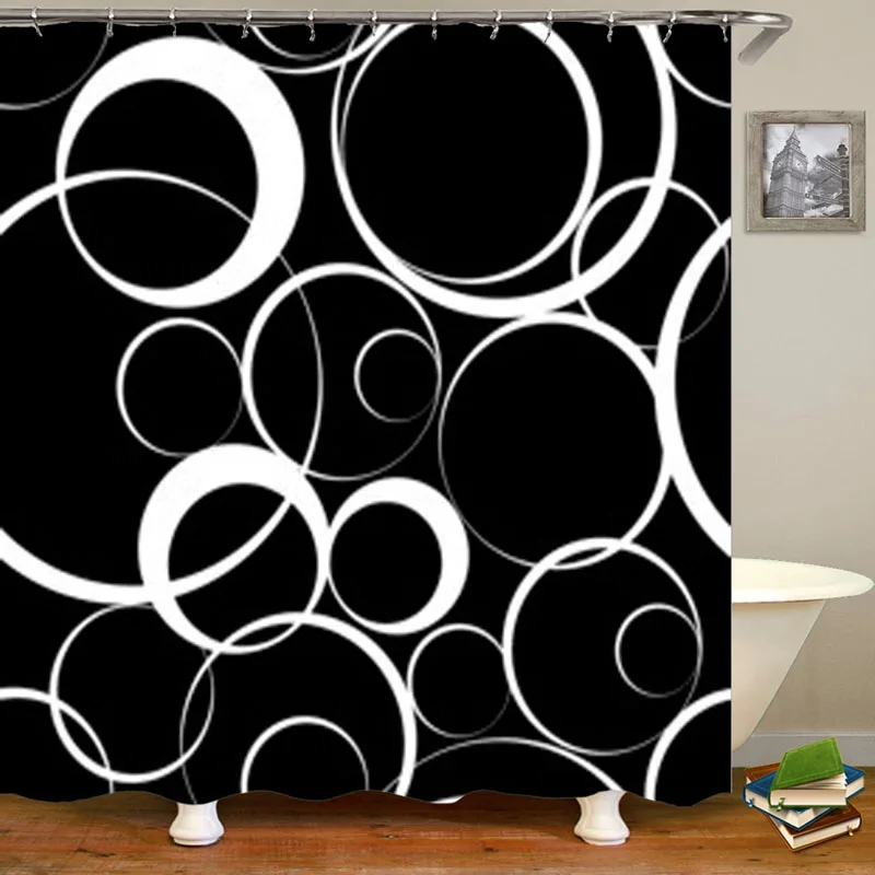 Модная черно-белая мозаичная монохромная занавеска для ванной комнаты для душа абстрактная художественная Пиксельная Толстая Тяжелая завеса для ванной s простая круглая Геометрическая - Цвет: A
