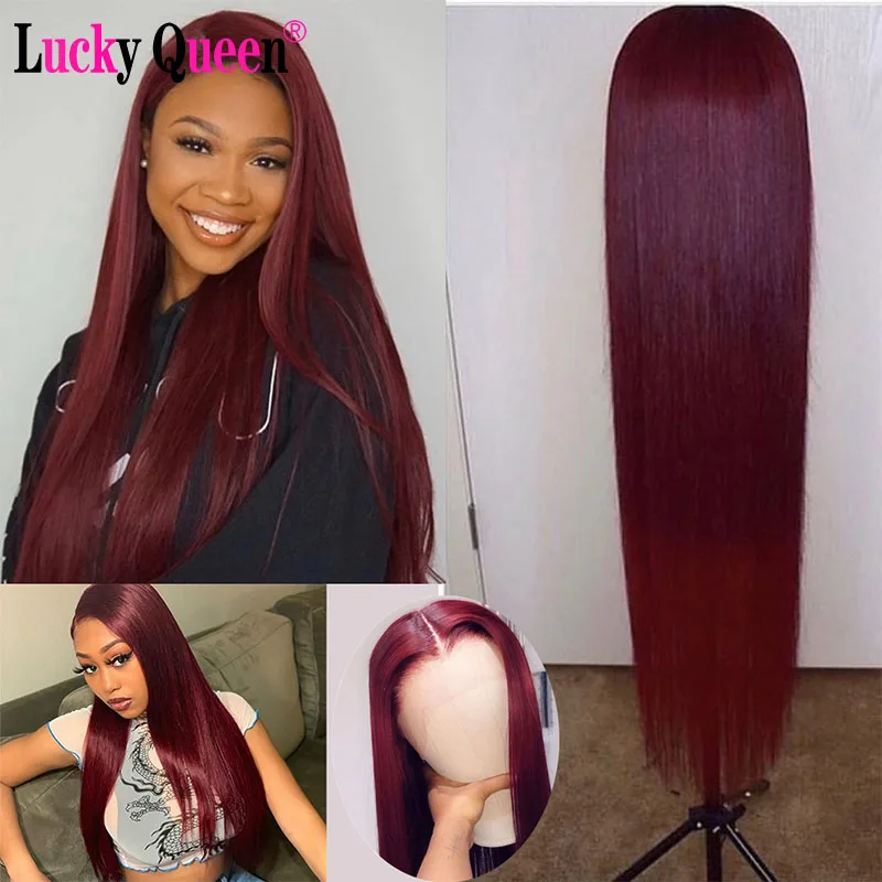 

Glueless 26 28 30 inch Brazilian Straight Human Hair Wigs Natural Color/ #99 /1B99J Remy Hair 150% 13x4 Lace Front Wigs