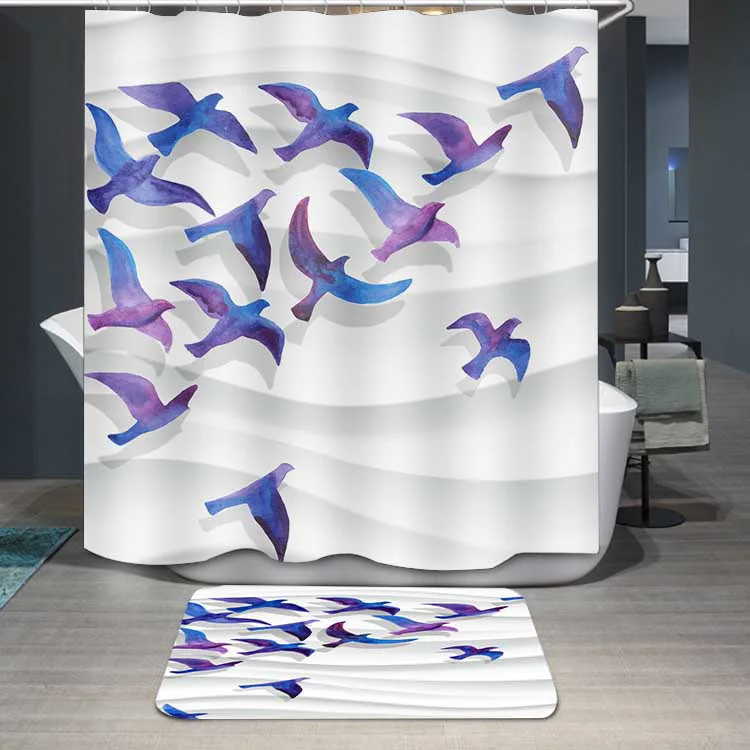 shower curtain only Листья занавеска для душа печать водонепроницаемый занавеска для душа ванная душевая занавеска для душа с 12 крючками - Цвет: shower curtain only