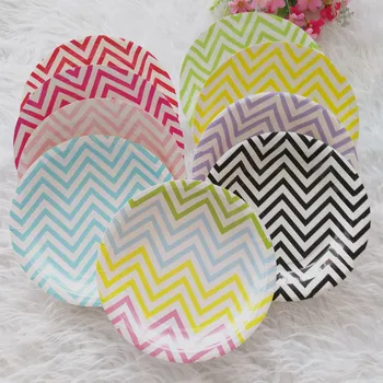 

36PCS Colorful Striped Disposable Party Tableware Paper Plate DIY Home Wedding Party Festive Barbecue Supplies Decoration