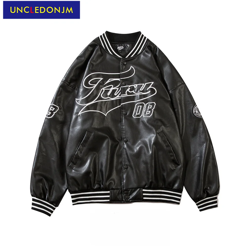 UNCLEDONJM PU leather jacket for men 2021AW men winter jacket casual coat men Street wear fashion mens leather jacket 9185