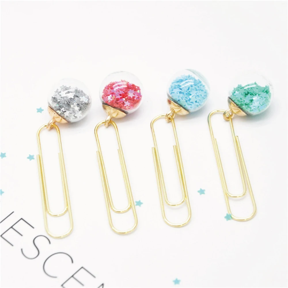 

3pcs Cute Creative Sequins Metal Office School Paper Clips Bookmark Fine Student Memo Clips Set Stationery Supplies