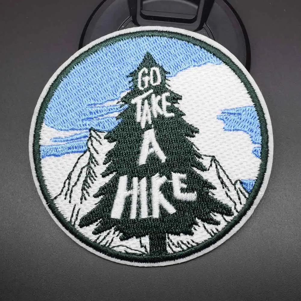Hike Outdoor Hiking Theme Iron On Embroidered Clothes Patches For
