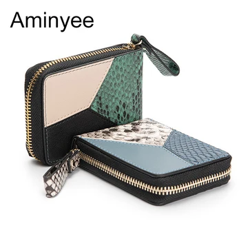 

Aminyee Card Holder Wallet Women Luxury Genuine Leather Purse Bag for Women Big Capacity Organizer Cash Card Money Wallet Female
