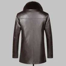 Роскошная мужская кожаная куртка высокого качества, новинка, воротник из меха норки, подкладка из меха кролика, зимняя толстая верхняя одежда, деловая повседневная куртка