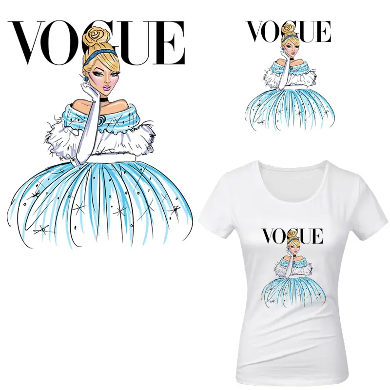 

fashion VOGUE patches iron on transfer stripe on clothes thermo-stickers for girls t-shirt jacket patches parches termoadhesivos
