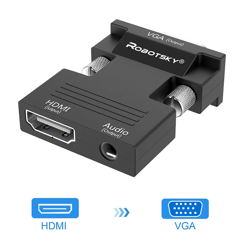 

High Quality HDMI to VGA Adapter Female To Famale Converter Adapter 1080P Digital to Analog Video Audio For PC Laptop Tablet