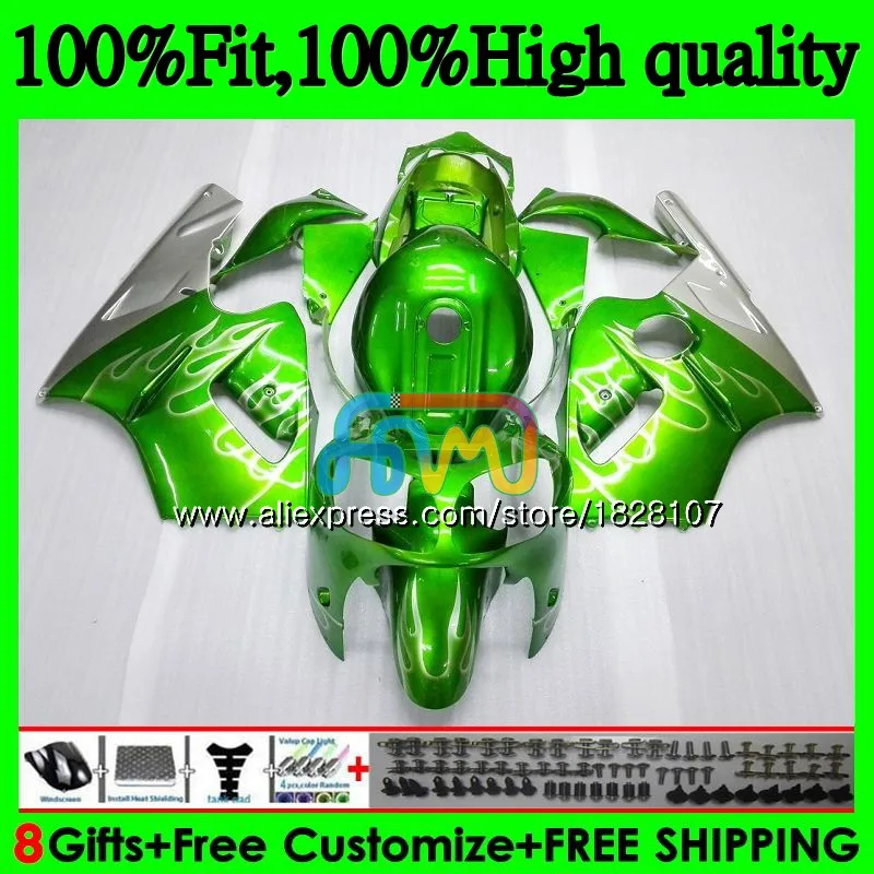 Серебристо-зеленый впрыска топлива для ZX1200 C ZX 1200 12R 1200CC 00 01 20BS. 21 ZX 12 R ZX-12R ZX12R 00 01 2000 2001 OEM обтекатели