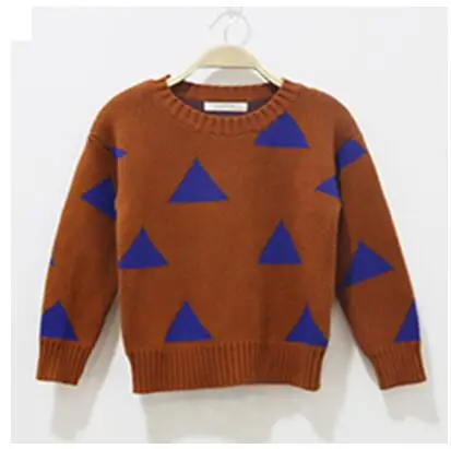 Трикотажные джемпера для мальчиков и девочек, новинка года, зимний детский свитер Осенняя теплая шерстяная одежда в радужную полоску для малышей, топы для детей - Цвет: Brown