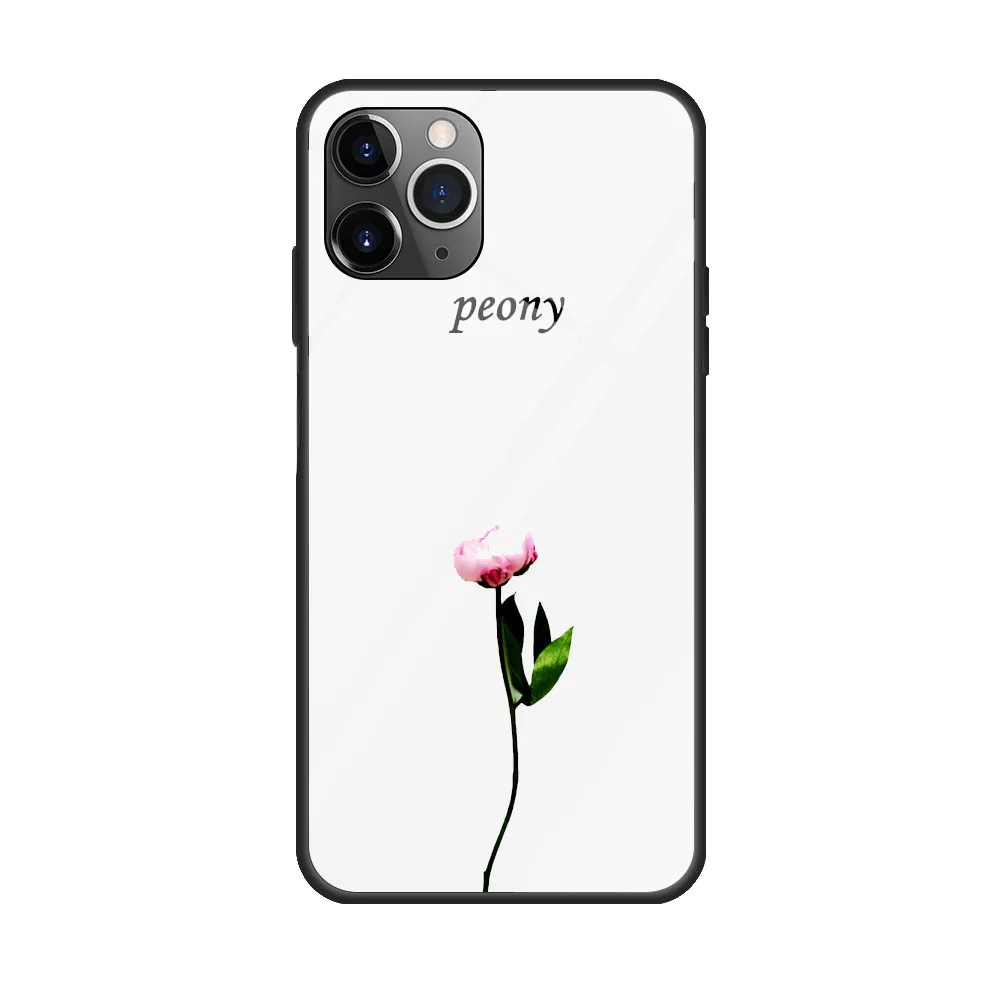 Чехол из закаленного стекла с принтом для iPhone 11 Pro MAX X XS XR звездное небо цветок чехол для iPhone 7 8 Plus 6 6s цветные Чехлы Coque - Цвет: 1106