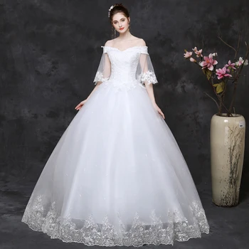 

Summer 2019 Wedding Celebrity Backless Half Mesh Lace Dress Sexy Women Slash Neck Ball Gown Beach Style Party Dresses Wholesale