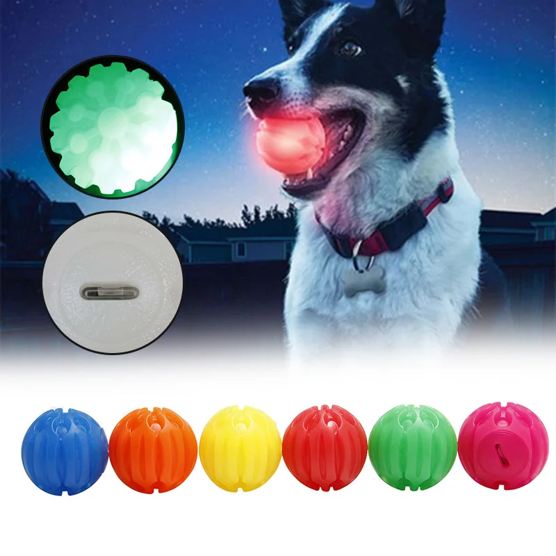 Pet Dog Light Balls Fun Toys LED Bite Training Chew Rechargeable Glow Play Toys VJ-Drop