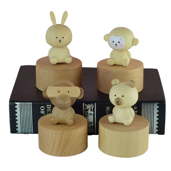 

Kawaii Musical Boxes Wooden Music Box Wood Crafts Retro Birthday Gift Children Vintage Home Decoration Accessories Hot