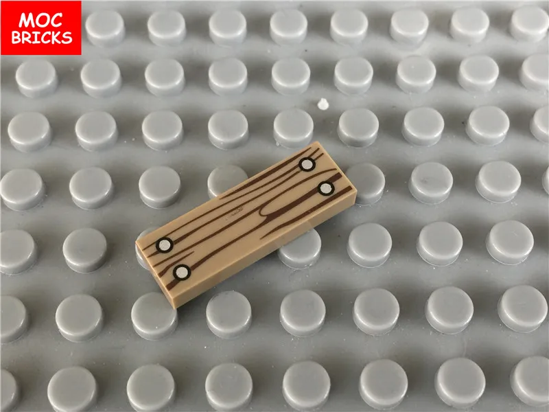10 шт./лот DIY печатные части могут плитка круглая 1x1, конверт, клавиатура, доска из дерева узор строительный блок кирпичи детские игрушки подарки - Цвет: 1X3 plank dark tan
