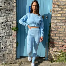 

Casual Women Tracksuit Two Piece Set Shirt And Long Pants Solid Color Sportsuit Matching Suit Clothes For Women Outfit