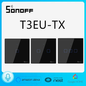 

SONOFF T3 EU TX SERIES Smart Wifi Touch Wall Light Black Switch With Border 433 RF/Voice/APP Control Works With Alexa Smart Home