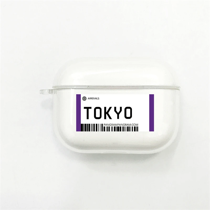 Чехол для наушников с Bluetooth для Apple Airpods Pro 3 INS Label Bar code City letter, прозрачный мягкий чехол из ТПУ - Цвет: Tokyo
