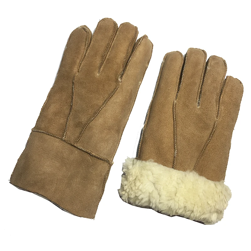 Men's Leather gloves New genuine sheepskin leather glove for men Outdoor Winter warm fur thickening thermal patchwork gloves G31