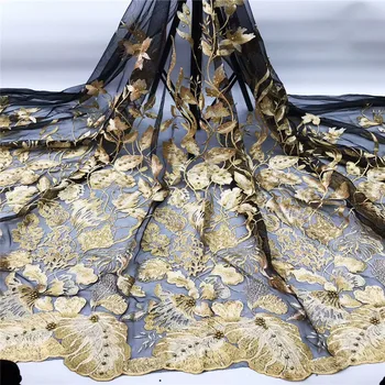 

African Lace Fabric 2019, Newest nigerian Lace fabric In yellow, Tissu Mariage Velvet Lace Materials for wedding dress jl6-30