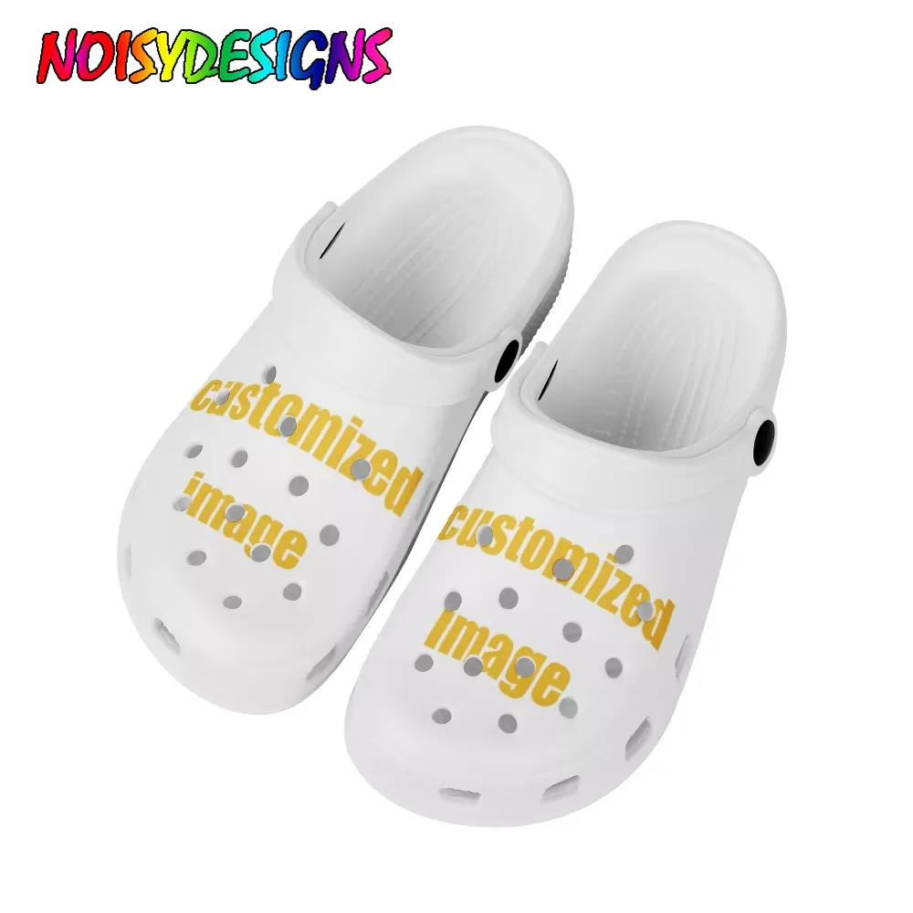 

NOISYDESIGNS 2021 New Summer Casual Shoes Men's Soft Beach Slippers Thick Bottom Customized Printing Women Hole Shoes Custom