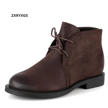 

ZXRYXGS Top Cowhide Genuine Leather Boots Women Martin Boots 2020 Best-selling New Lace-up Autumn Boots Comfortable Women Boots