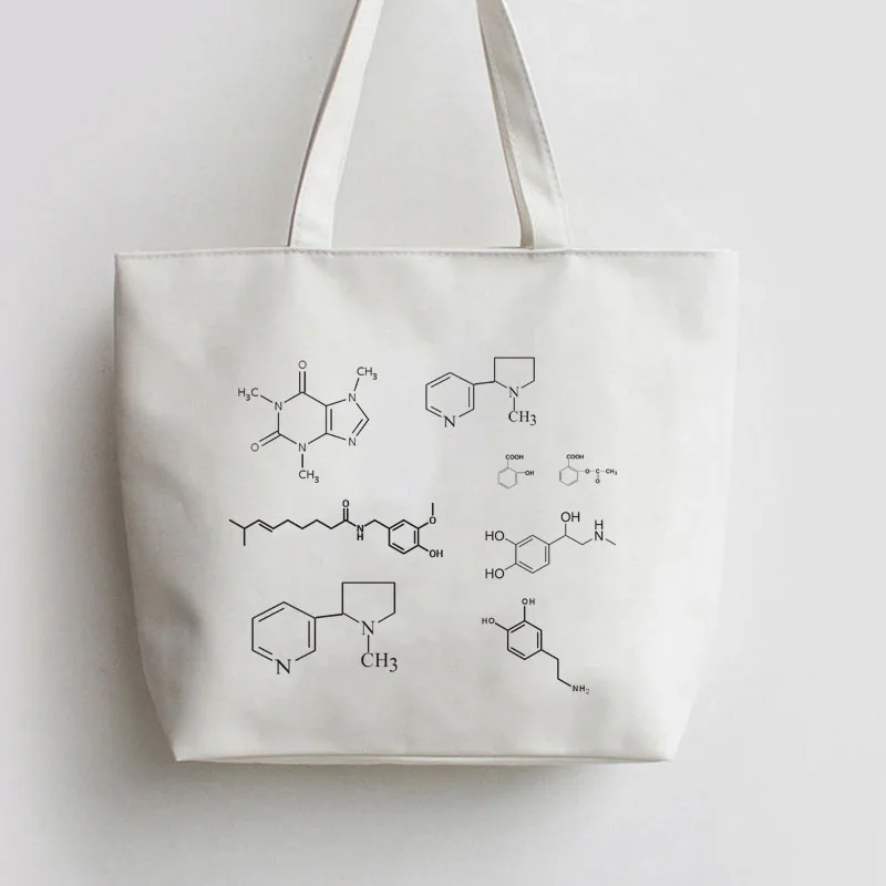Счастливый элемент молекулярная структура сумка холщовая вместительная сумка для покупок сумки на плечо многоразовый шоппер продуктовый AN399