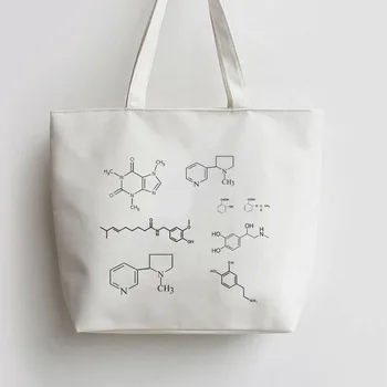 

Happy element molecular structure bag Canvas Tote bag Shopping bags Shoulder Reusable Shopper Grocery AN399