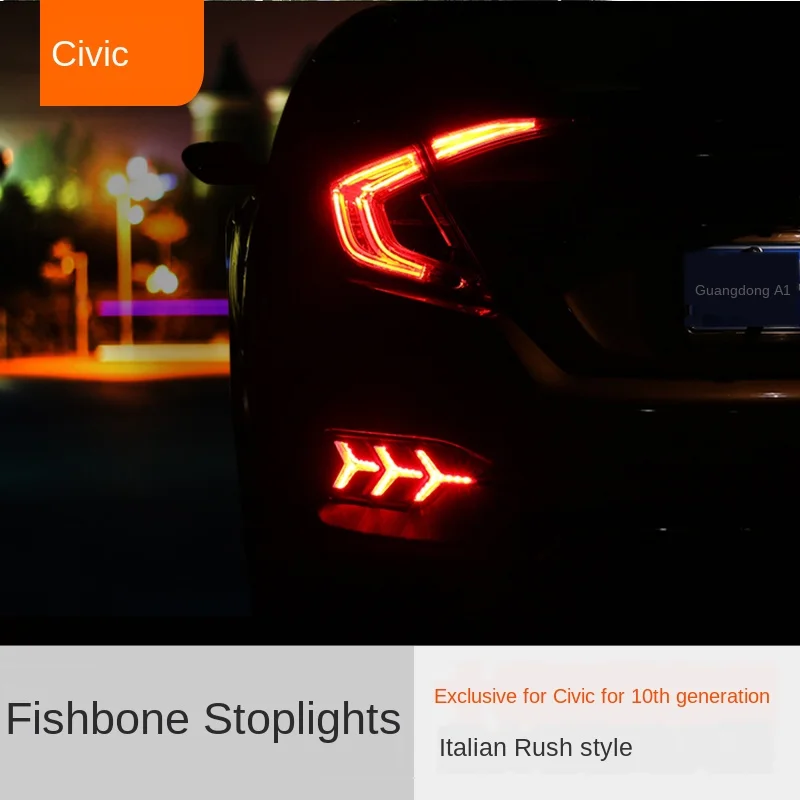

Applicable to Civic 10 Generation Modification Bumper Light Brake Light Turn Light Rear Taillight Fishbone Light Wild Horse Ligh
