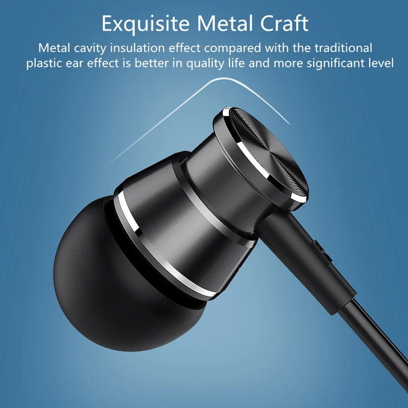 Metal Wired Headphone Earphone In ear with Mic Sports Bass Earbuds Headset for xiaomi iPhone huawei LG Earphones