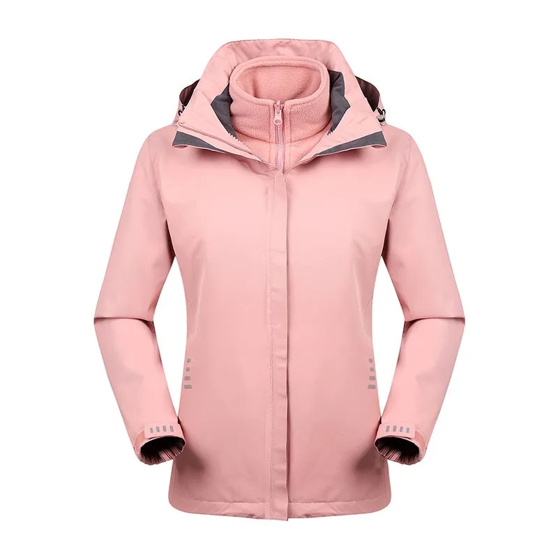 Women pink Зимняя куртка для мужчин и женщин, плотное бархатное мужское теплое пальто, ветрозащитные куртки с капюшоном, верхняя одежда, повседневное альпинистское пальто, большие 4XL - Цвет: Women pink
