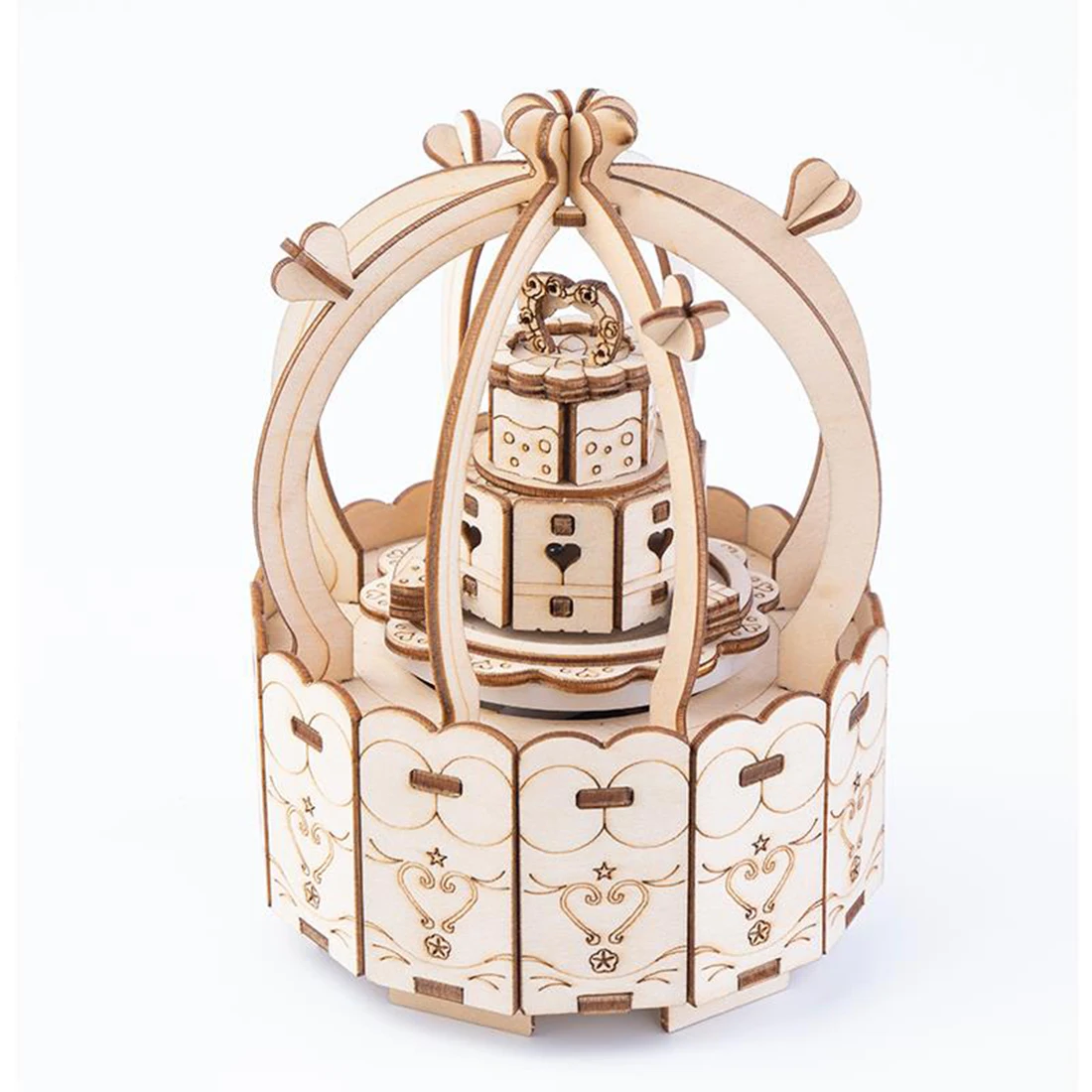 

Colorable 3D Wooden Rotating Cake Music Box DIY Puzzle Model Building Kit Handmade Crafts Creative Gift For 8+ For Decoration