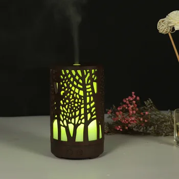 

Wooden Grain Design Essential Oil Aroma Diffuser Ultrasonic Air Mist Humidifier Aroma Diffuser Mist Maker With Beautiful Light