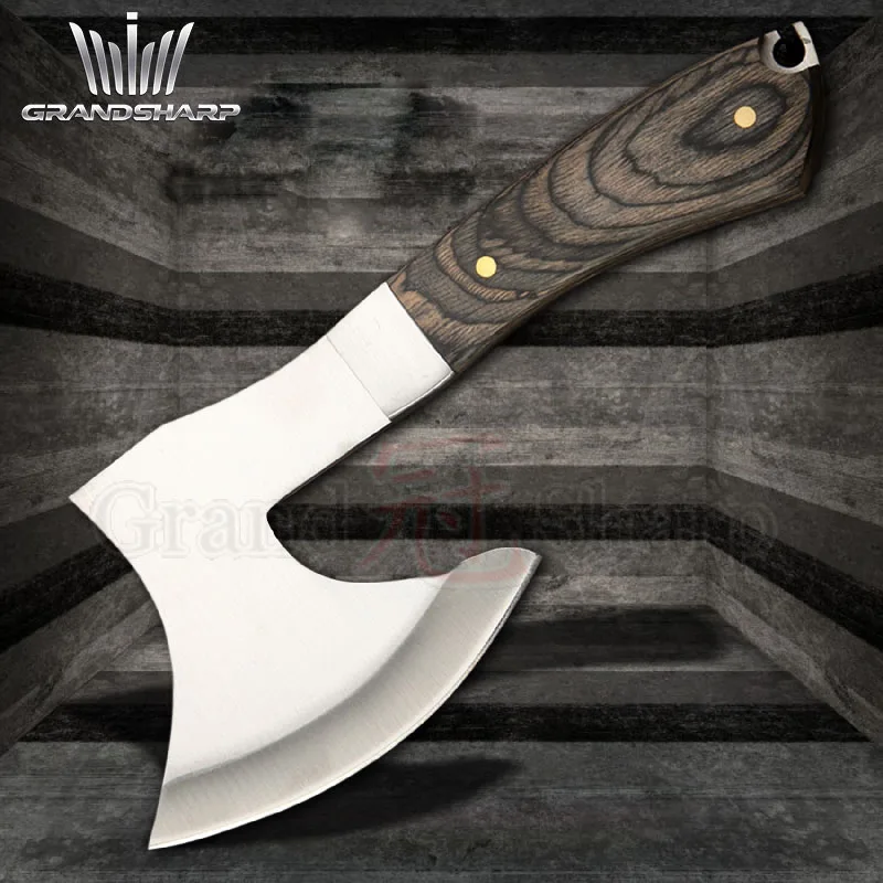 Survival Hunting Tomahawk Axes Hatchet Camping Hand Fire Stainless Steel Axe Boning Knife for Chopping Meat Bones GRANDSHARP 2