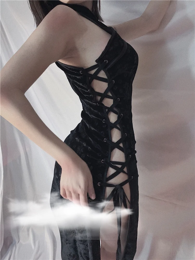 Cosplay&ware Women Sexy Cosplay Costume Cheongsam Anime Ladies Bodysuit Dress Lace Outfit Role Play Slim Fit Open Chest Uniform White Black -Zentai shop online H8cac165e76fc48cdbb91929466514cf09.jpg