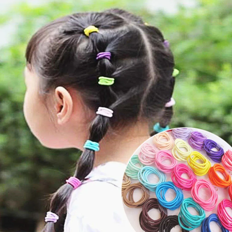 Lots 100Pcs Kids Girl Elastic Rope Hair Ties Ponytail Holder Head Band Hairbands