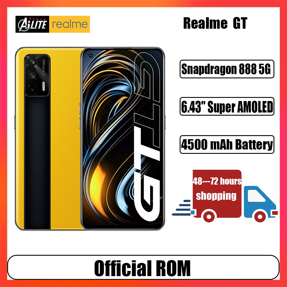 Realme GT 5G cellphone Qualcomm Snapdragon 888 smartphone 120Hz refresh 6.43&quot FHD+ AMOLED65W Super Dart Charge 64MP Camera | Мобильные