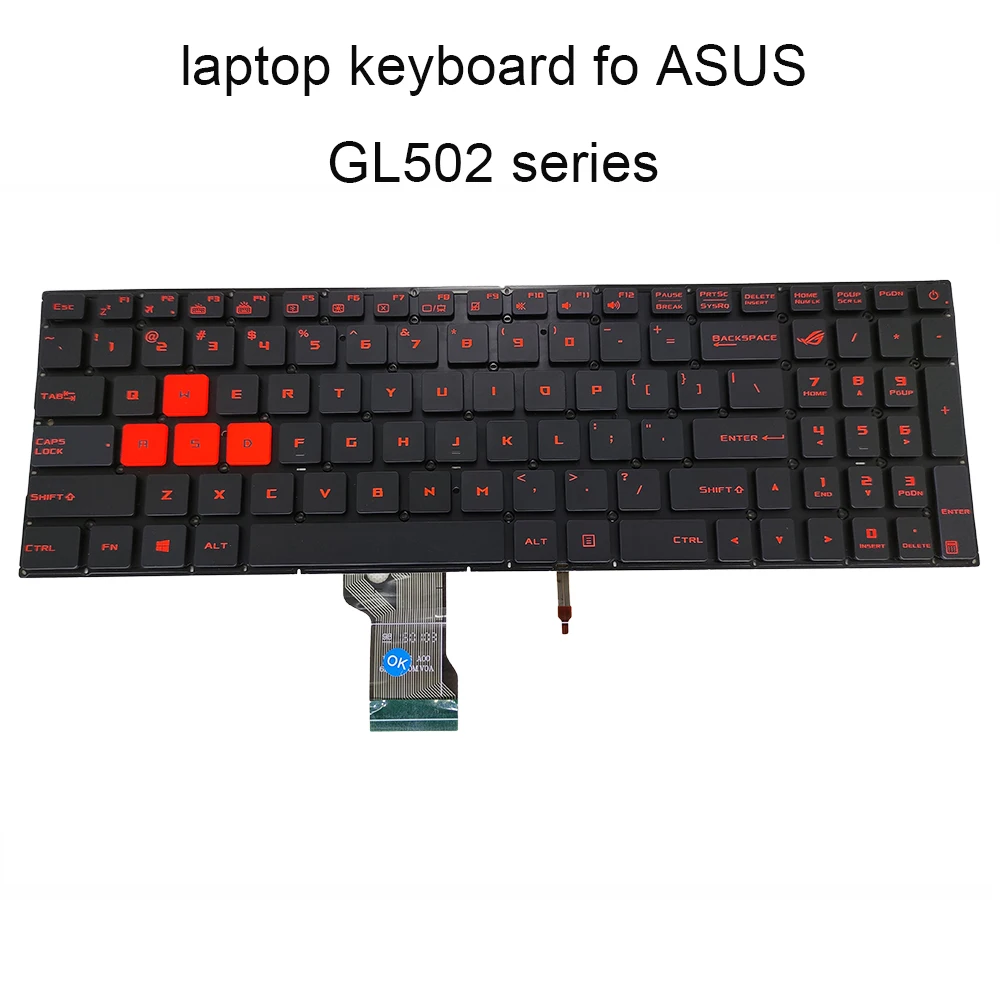 

Backlit keyboard GL502 Replacement keyboards for ASUS GL 502 GL502V VM VT US English black KB Orange keys 0KNB0 662PUS00 sale
