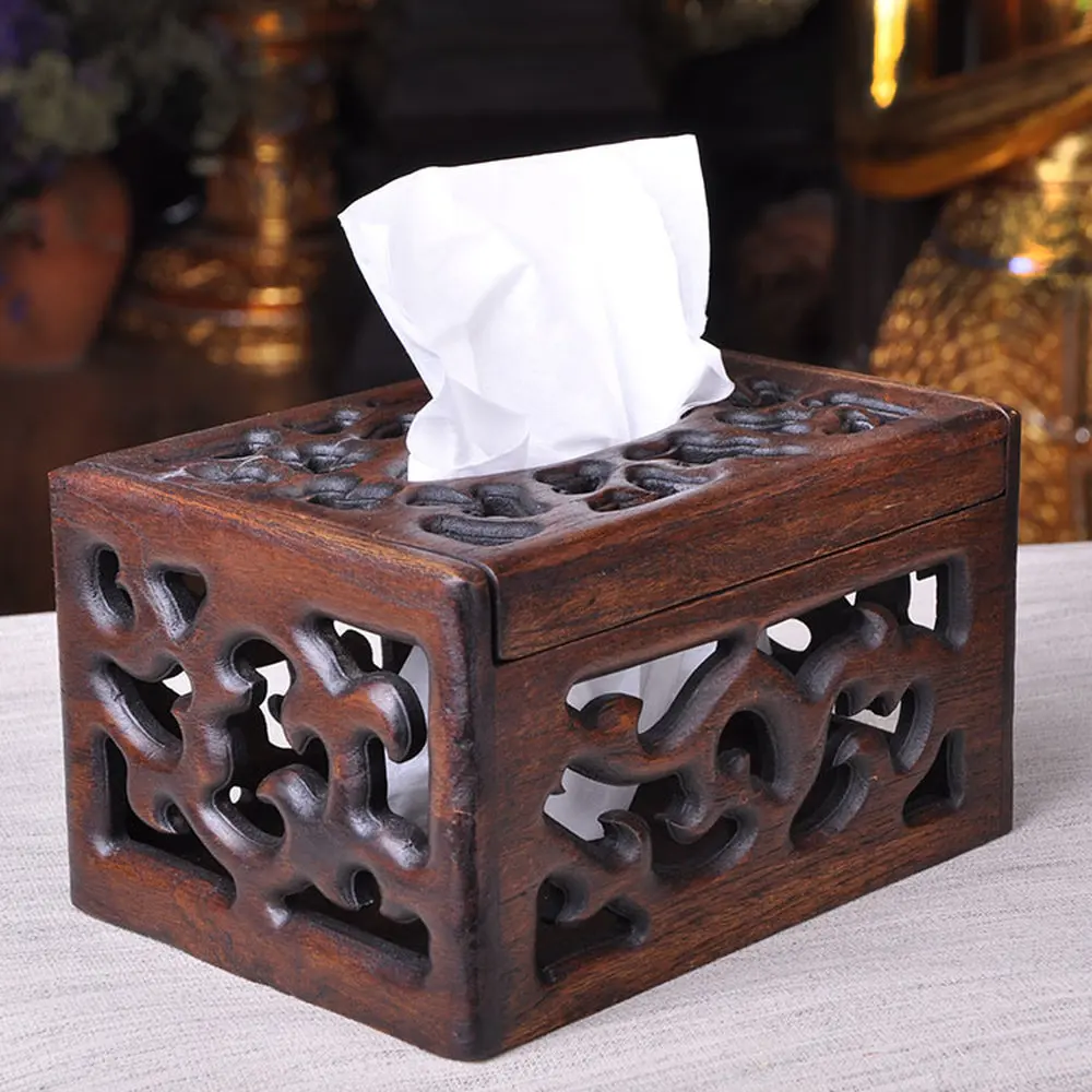 Thai retro wood tissue box Living room creative European tray Tray paper  napkin  lo922410 3