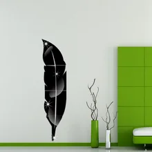 Креативный стиль трехмерная Наклейка на стену перо зеркальный фон Наклейка на стену s украшение Рекомендованная Наклейка на стену s M