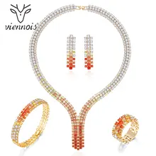 Viennois, новинка, Микс, красный, золотой цвет, циркониевое ожерелье, набор для женщин, геомертическое ожерелье, серьги, набор, вечерние ювелирные изделия