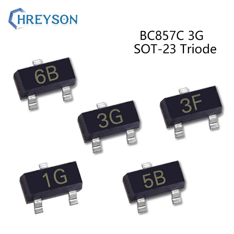 Транзисторный Триод Питания SMD NPN BC807-40 6C BC807-25 5B BC846B 1B BC847A 1E BC847C 1G BC857C 3G BC857A 3E SOT-23 IC 50