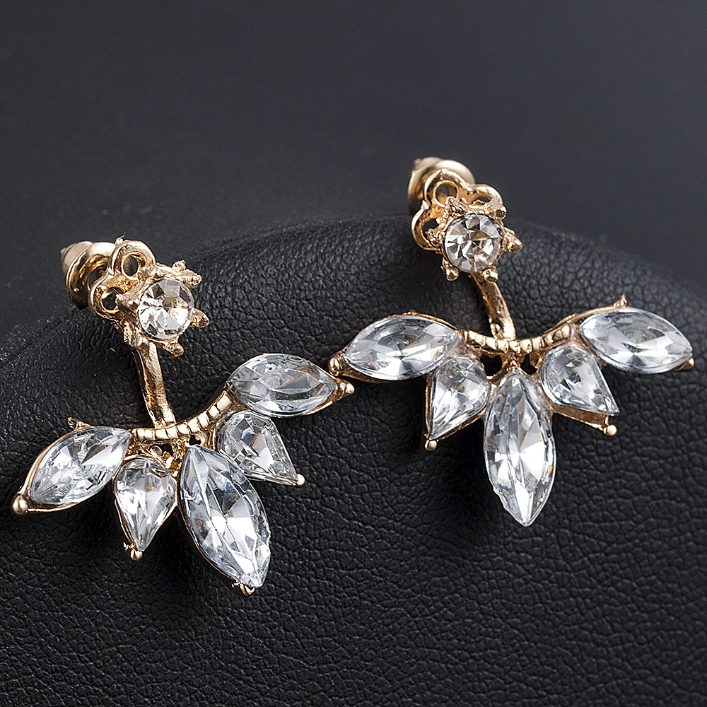 Корейские серьги пусеты с золотыми кристаллами модные для женщин|crystal stud