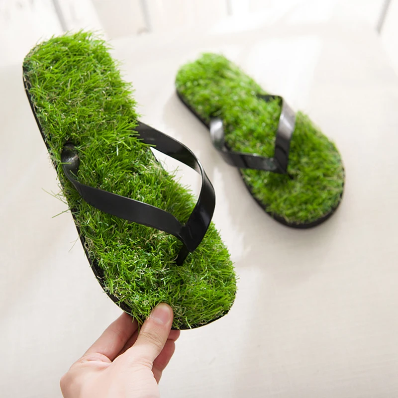 green grass slippers