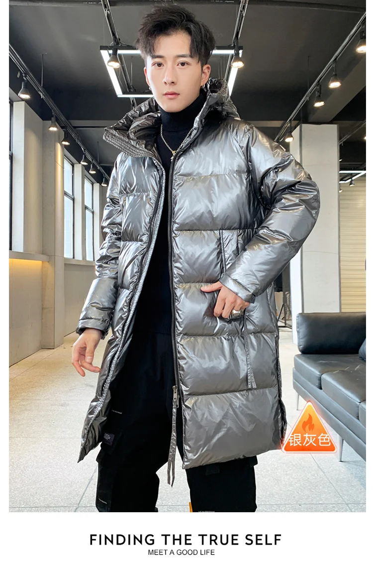 H.S.BONNIE Men's Winter Long Hooded Duck Outdoors Outerwear Winter Male Casual fashion down jacket Coat Menswear plumones