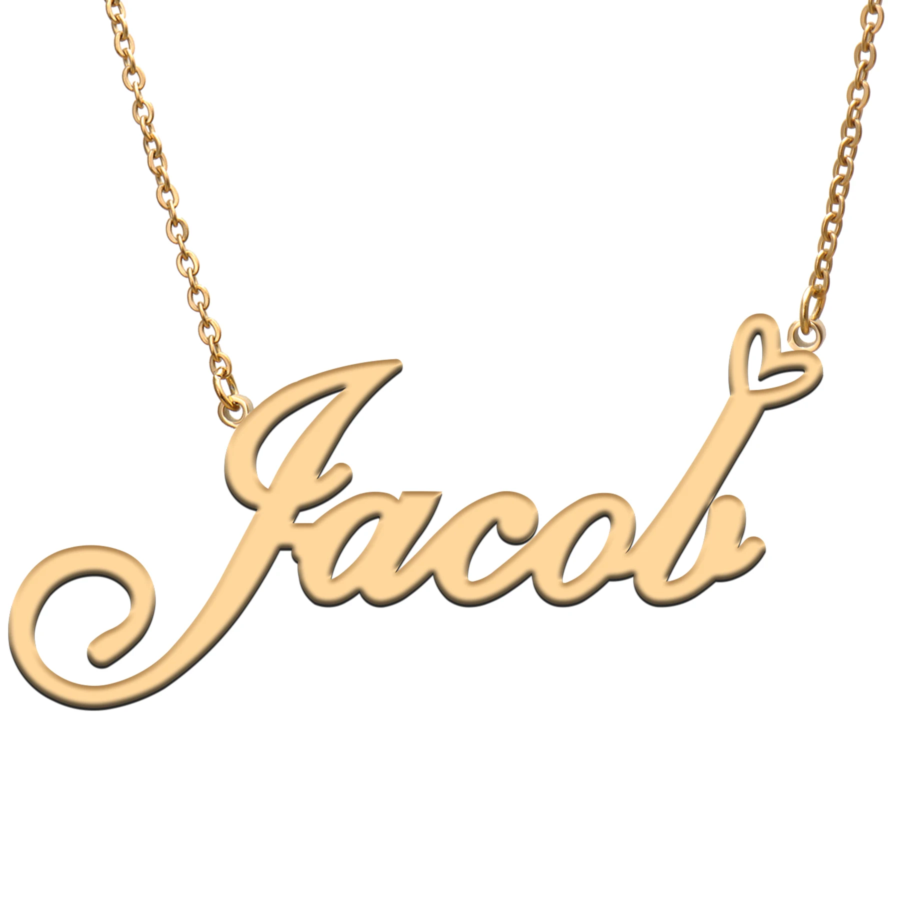 

God with Love Heart Personalized Character Necklace with Name Jacob for Best Friend Jewelry Gift